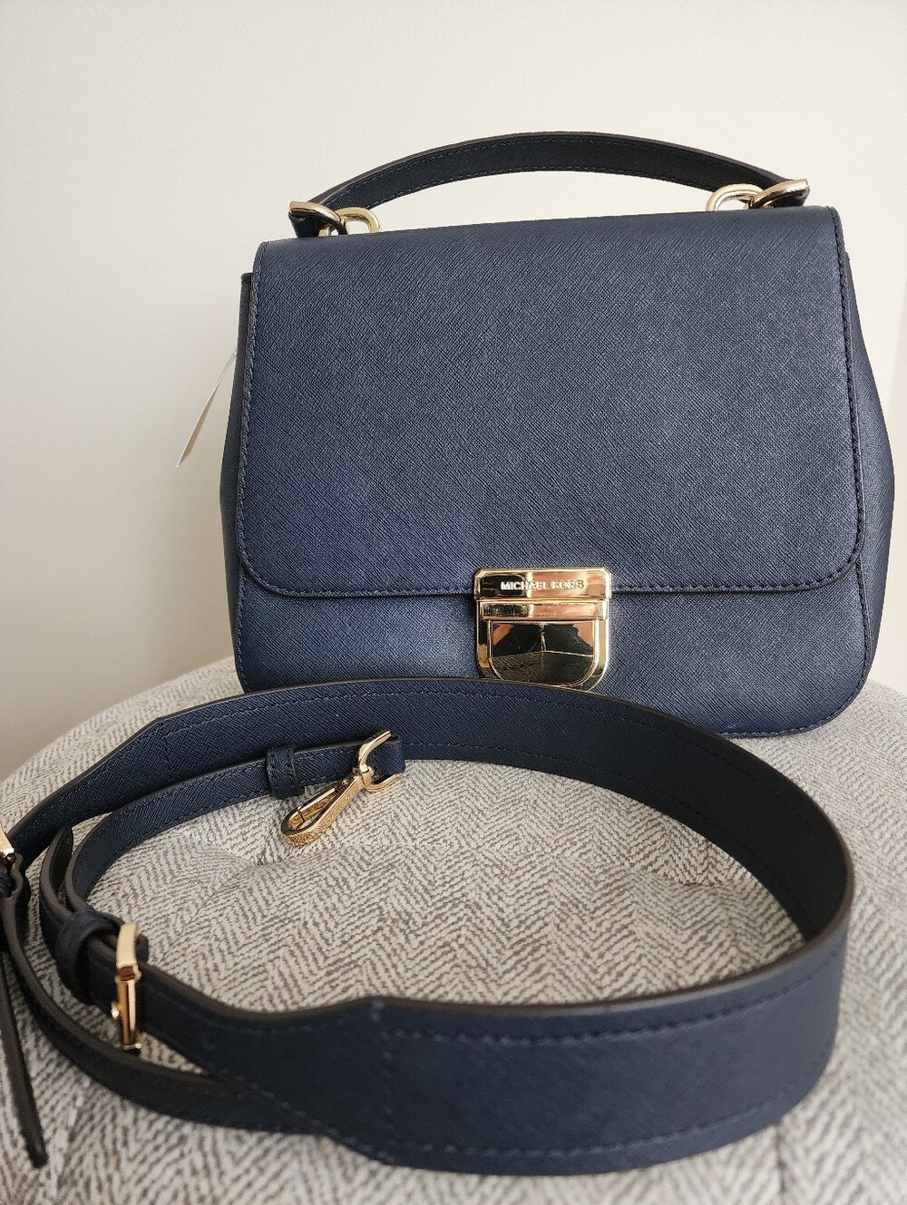 NWT MICHAEL KORS NAVY MEDIUM LEATHER SATCHEL BAG NWT MSRP $398